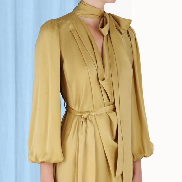 ZIMMERMANN Silk Billow Midi Dress - Gold - Picture 8 of 10